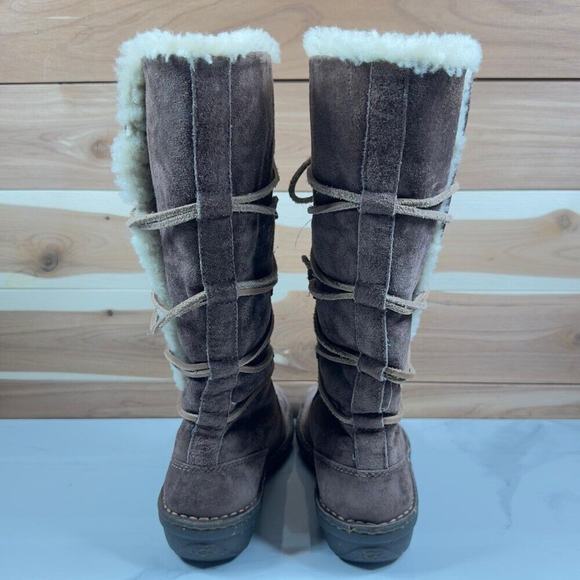 UGG Australia Women's SurfCat High boots Shearling Tall Lace Up Brown Size 7 - Picture 4 of 8